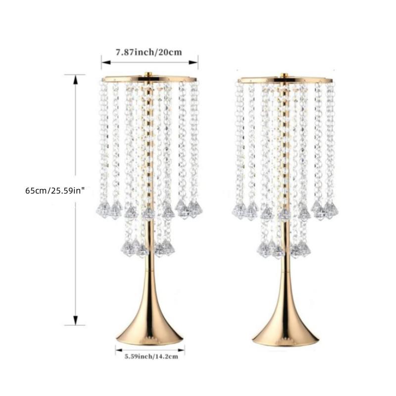 Iron Art Flower Stand with Crystal Bead Curtain for Weddings and Dining Table Decorations