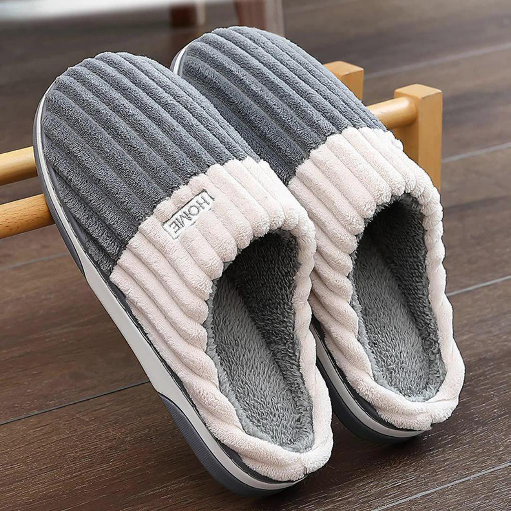 Men's Plus Size Winter Indoor Non-Slip Plush Cotton Slippers