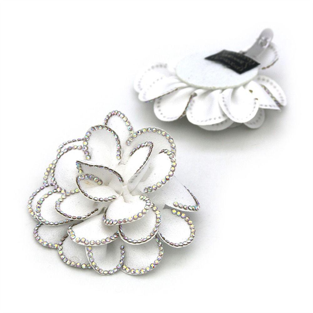 2PCS Removable Rhinestones Shoe Clips Fabric Art Flower Shoe Charm Buckle Bride Shoes Decoration High Heel Versatile
