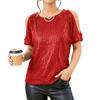 Damen Modisches Sexy Schulterfreies Rundhals Kurzarm Glitzer Pailletten T-Shirt Top