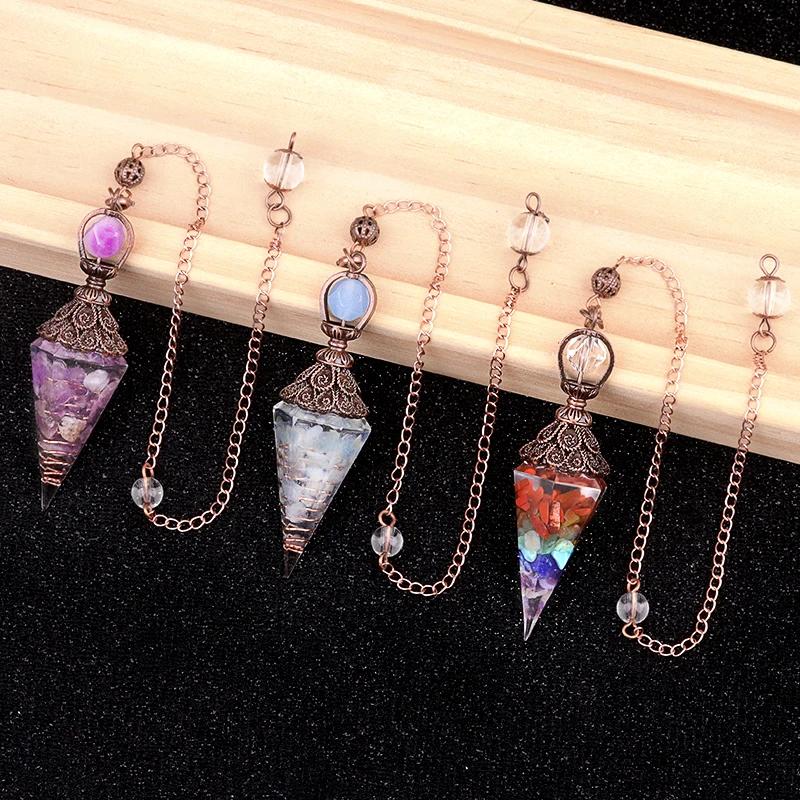 Amethyst Rainbow Stone Aquamarine Crystal Pendulum, Wiccan Supplies and Tools, Pendulos De Energia, Healing Crystals for Energy Balancing Chakra