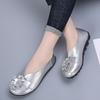Women's Leather Flower Decorated Slip-on Flat Shoes Comfortable Casual Walking Shoes