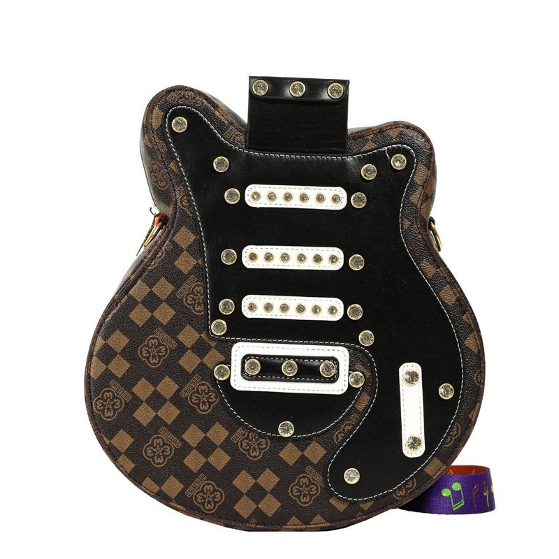 Personalized guitar bag 2025 new Korean version fashion rivet shoulder bag ins Internet celebrity women's backpack
