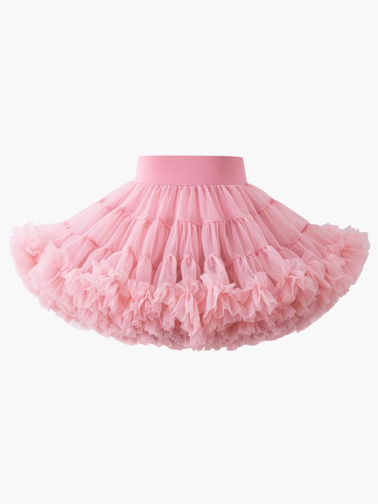 Girls' Single-Layer Puffy Tutu Skirt with Bow Knot Closure - Princess Mesh Design