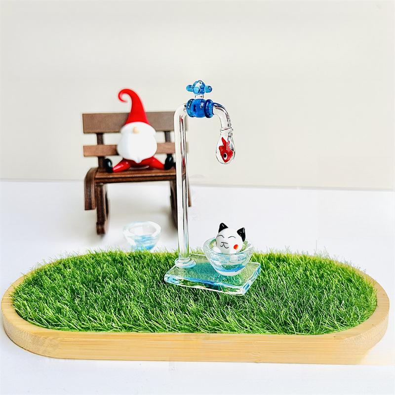 Tischglas Wasserhahn Kleine Verzierung Geldsack Fisch Kätzchen Bad Niedlich Kreativ Handgefertigt Landschaft Handgefertigte Ornamente Kreativ Neu