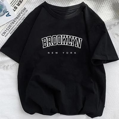 Womens Casual Sports Tshirt Top Brooklyn New York Print Stretchy Round Neck Breathable Fabric Short Sleeve Fitness Tee Top