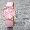 2pcs-Fashion Women's Watch Simple Roman Dial Quartz Watch Women's Leather Strap Watch Bracelet Set (No Box)