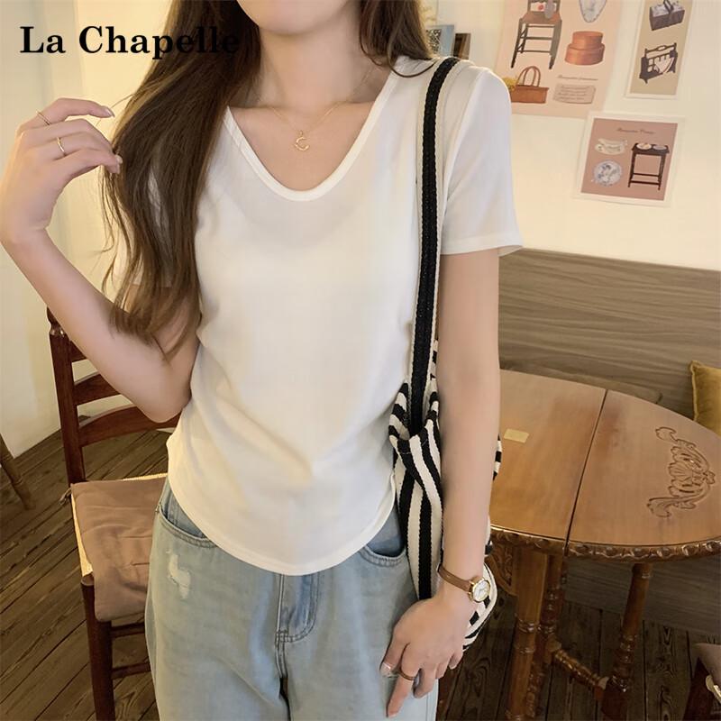 La Chapelle Women's Pleated V-Neck T-Shirt
