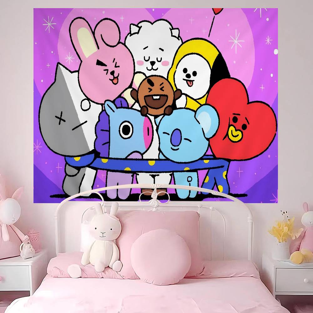 BBt21 Group cartoon anime Anime Tapestry Hippie Flower Wall Carpets Dorm Decor Wall Hanging Home Decor