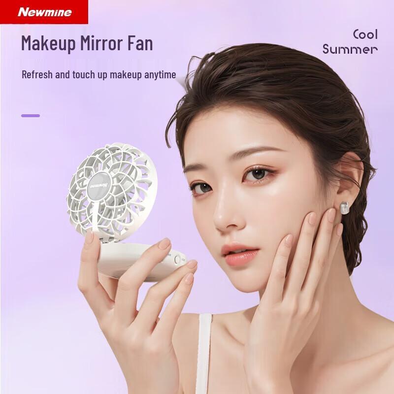 Newman Portable Foldable Mini Fan with Makeup Mirror
