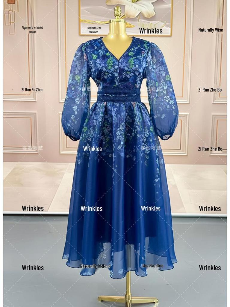 Damen Frühlingskleid mit Aufdruck in Übergröße: Schlankmachendes, Bauchbedeckendes, Elegantes Partykleid für Mütter