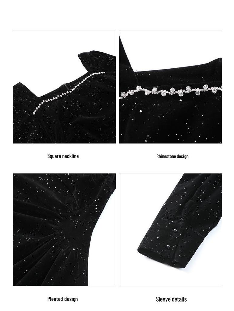 2025 Spring Korean Trend Square Neck Slimming Casual Plus Size Dress for Women