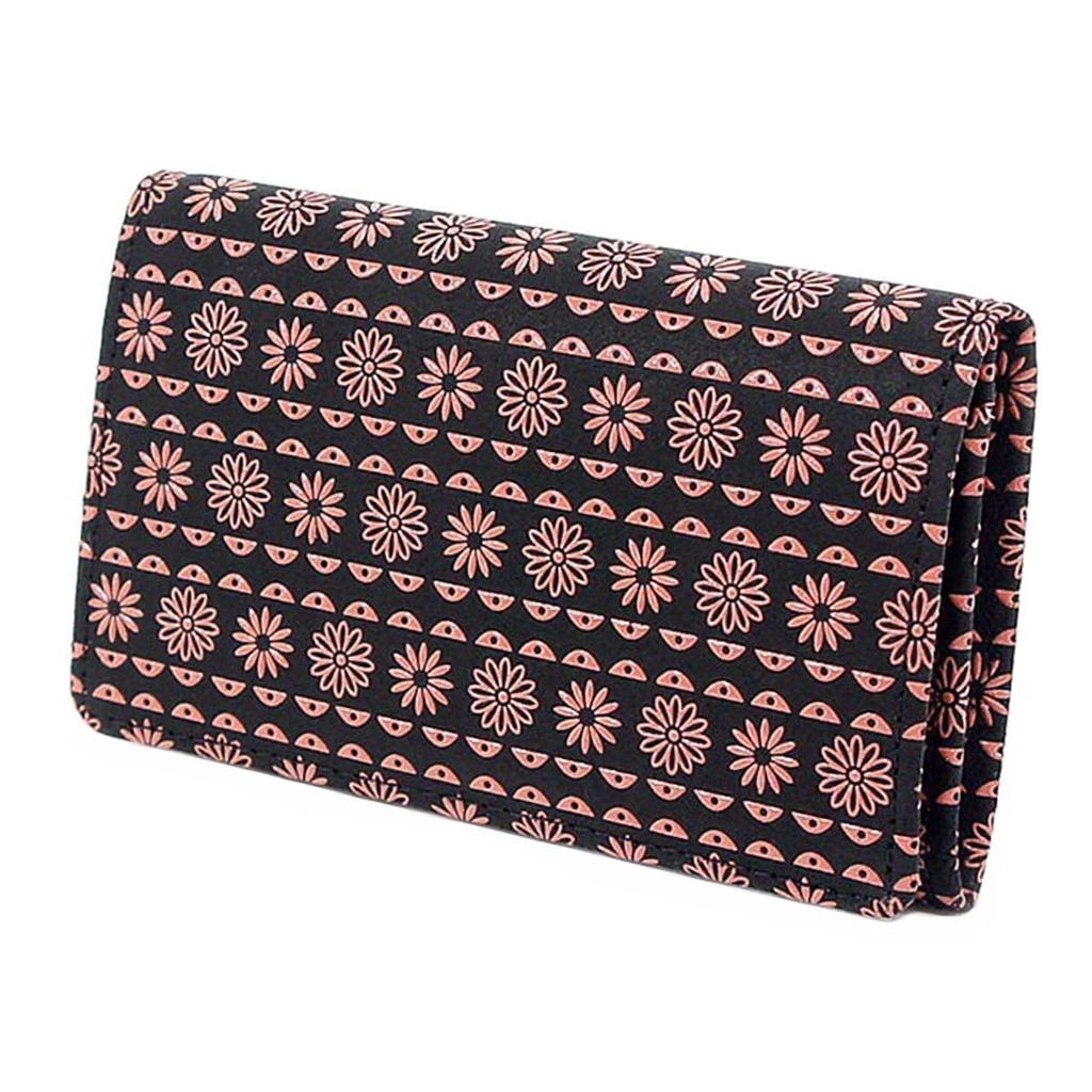 Inden Business Card Holder Large Capacity Deerskin Black X Pink Lacquer Tyrolean Tape Pattern [Indenya] 2501-51-159
