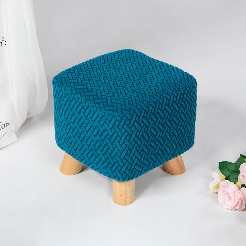 

Jacquard Ottoman Stool Cover Stretch Elastic Square Footrest Protector All-inclusive Anti-dust Footstool Slipcovers Living Room