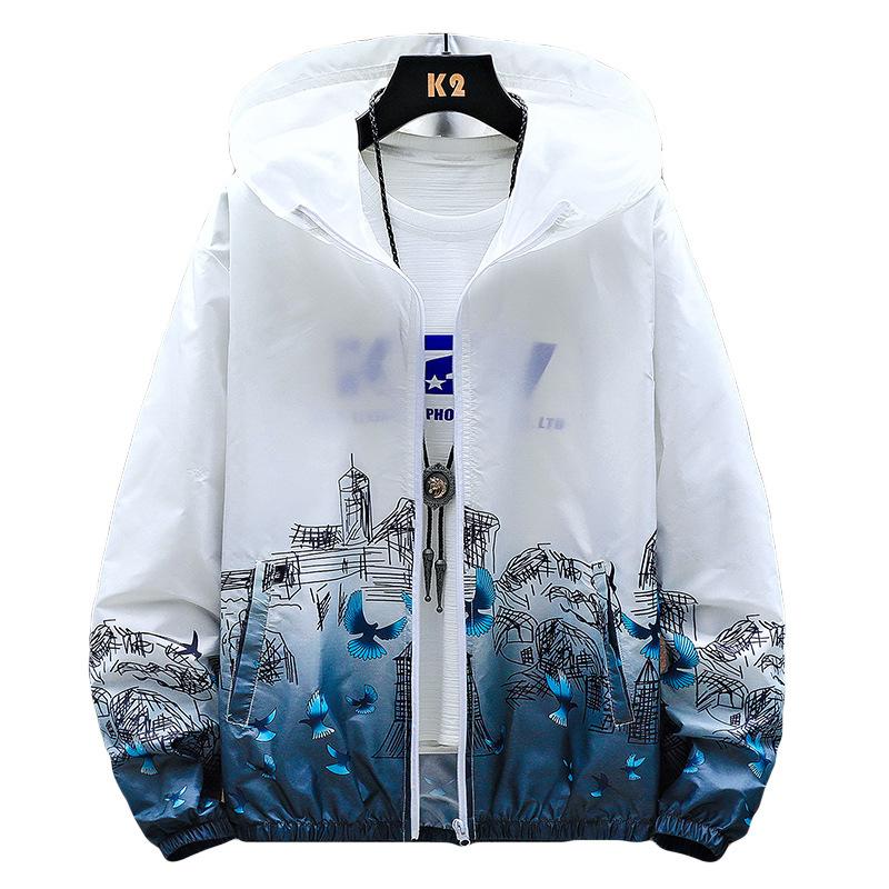 

Sun Protection Clothing Summer Skin Clothing Hooded Printed Loose-fitting Jacket Fishing Clothing Sunshade S