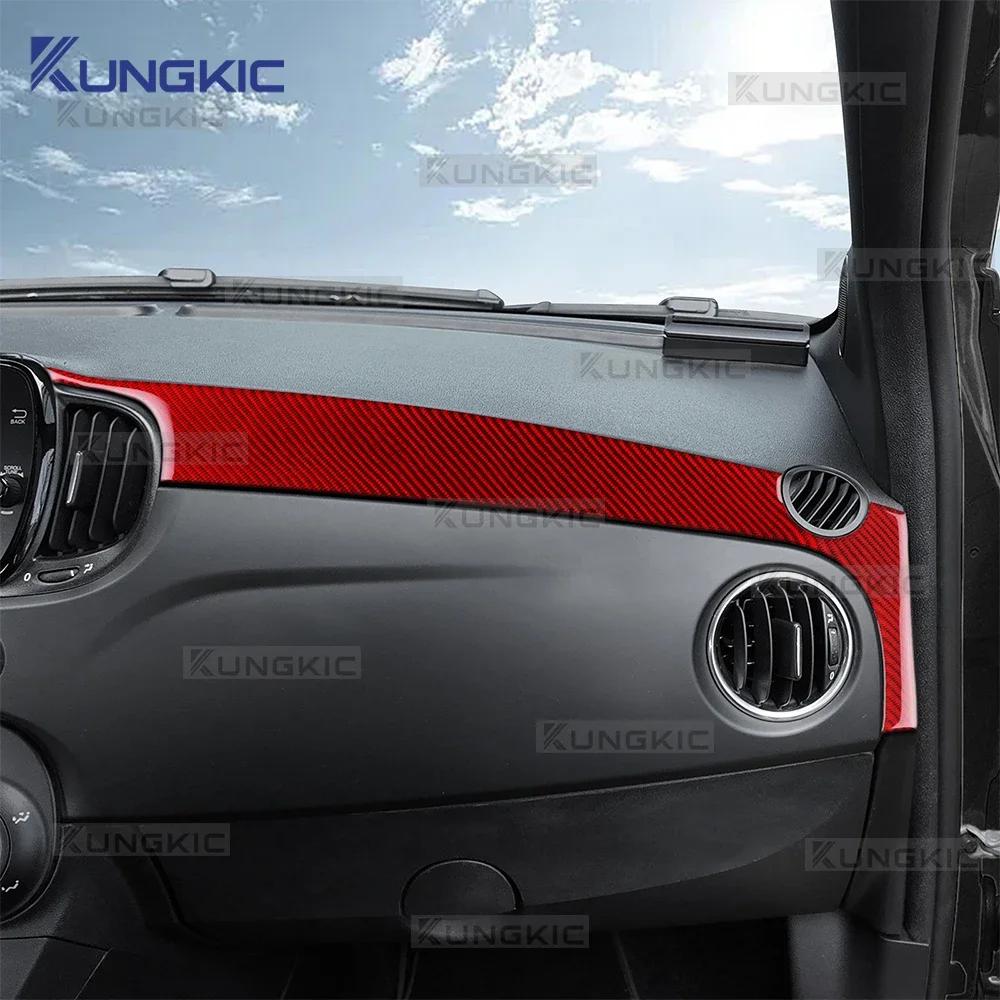Real Soft Carbon Fiber For Fiat 500 500C 2016-2024, 500E 2016-2019 & Abarth 595 595C 695 695C 2016-2024 Instrument Strip Sticker