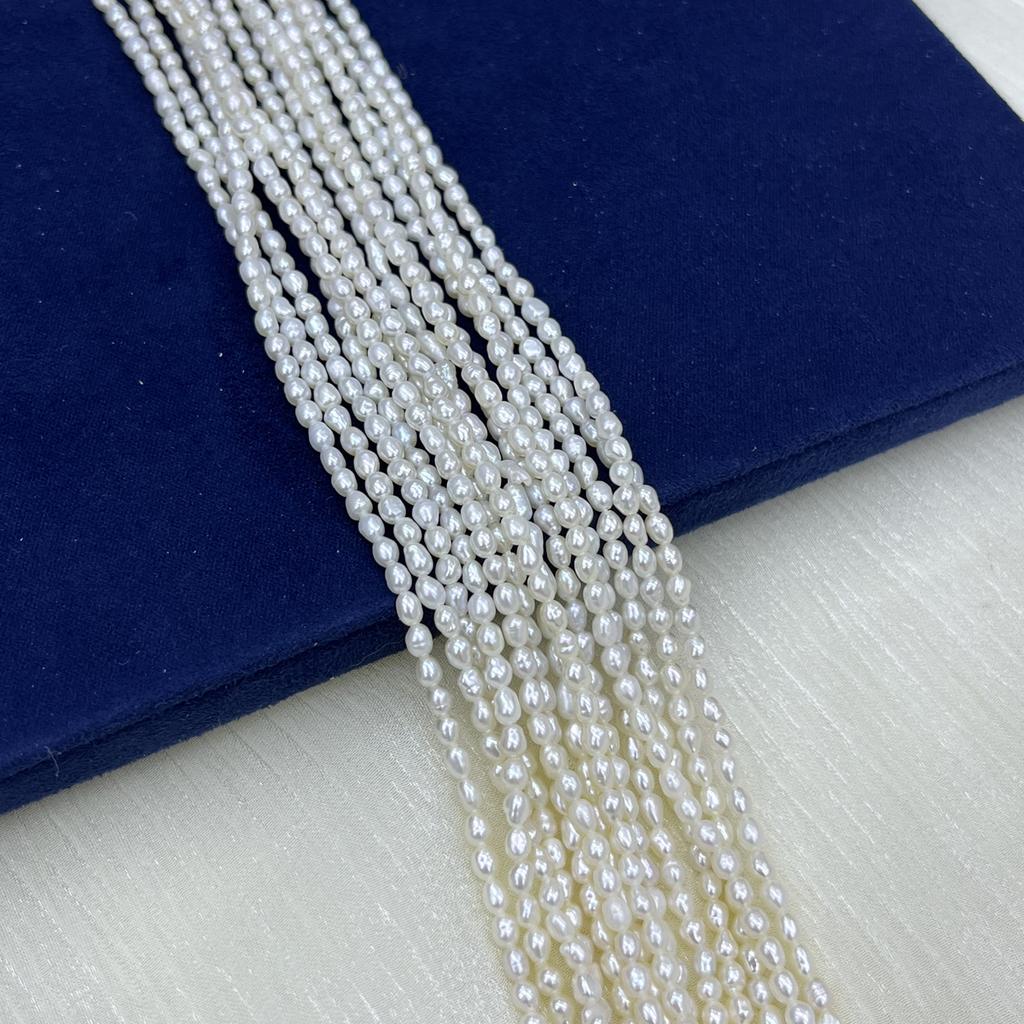 1String, White Natural Freshwater Pearls, Handmade Rice Pearl Beads for Jewelry Making DIY Crafts (Beads 2-3mm, Length 36cm)