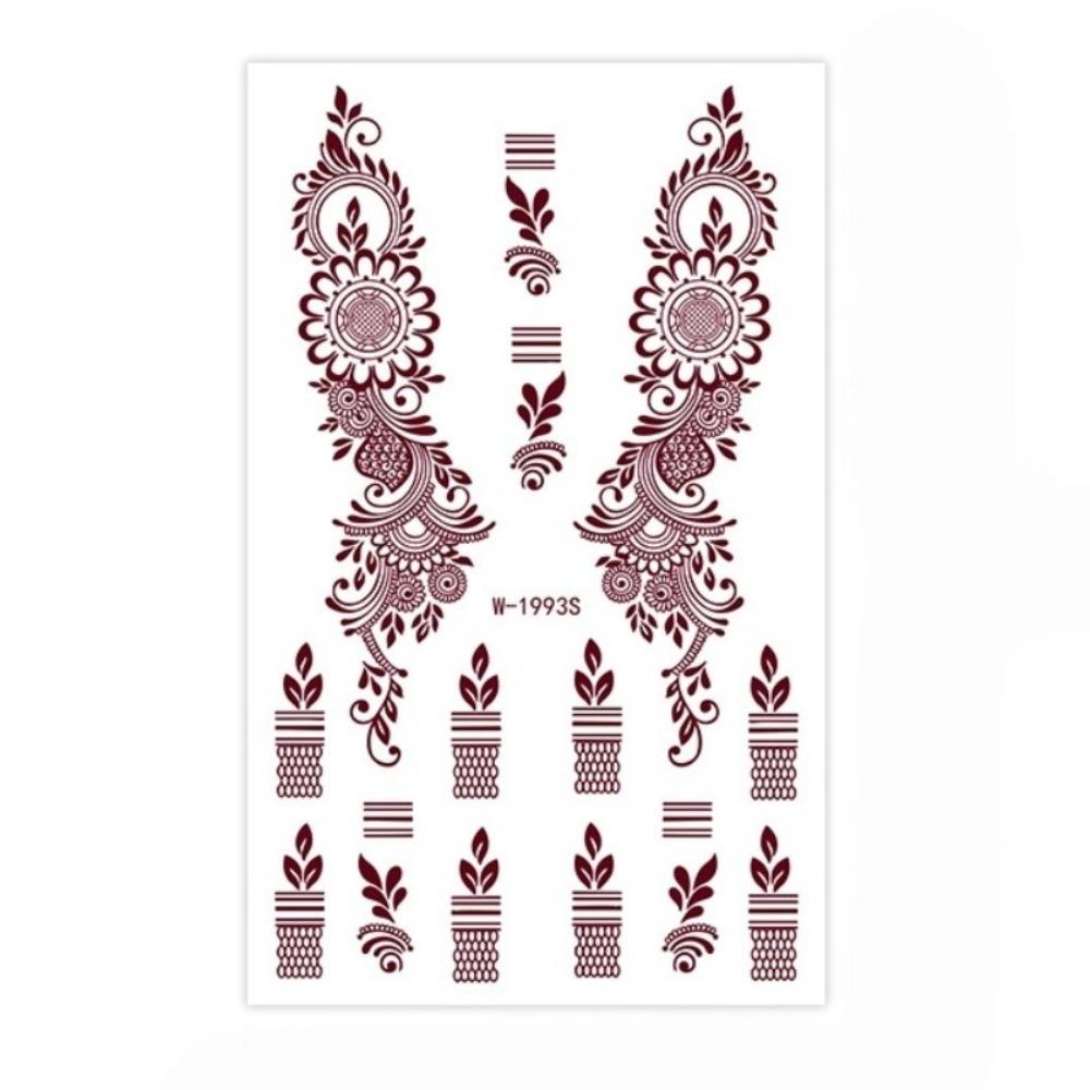 Legs Arm Temporary Tattoo Red Mehndi Stickers Red Henna Tattoo Decals India Mehndi