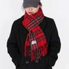 Red Plaid Scarf Women  Designer Winter Keep Warm Cashmere Ring Scarf Neck  Pashmina With Tassel Shawl