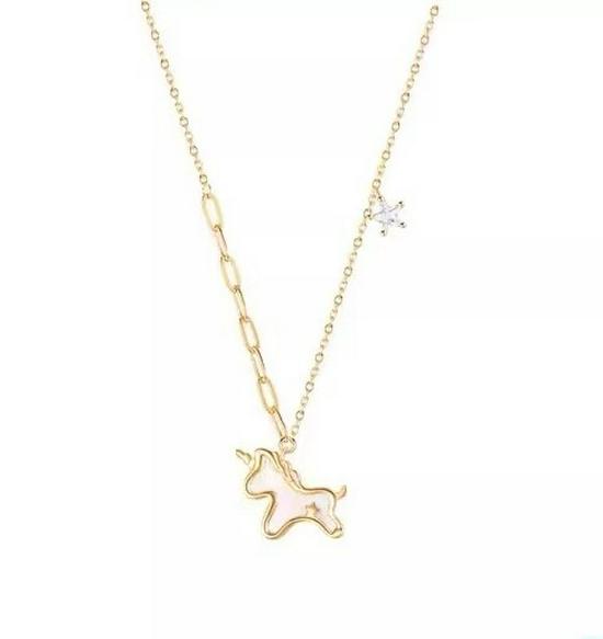 Starlight Unicorn Necklace: Nickel Silver with Real Gold, Zodiac Year Good Luck Charm for Women