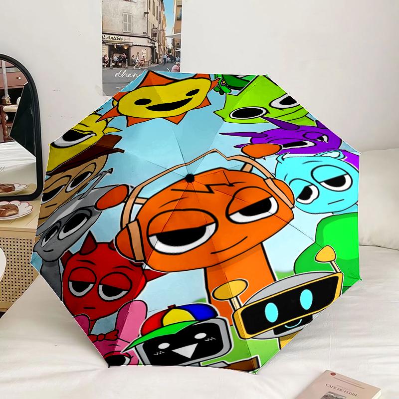 Colorful Sprun-ki Robot Party Umbrella 8-Frame for Travel, camping, Casual Lightweight Portable Umbrella, Essential for every family Holidays Gift