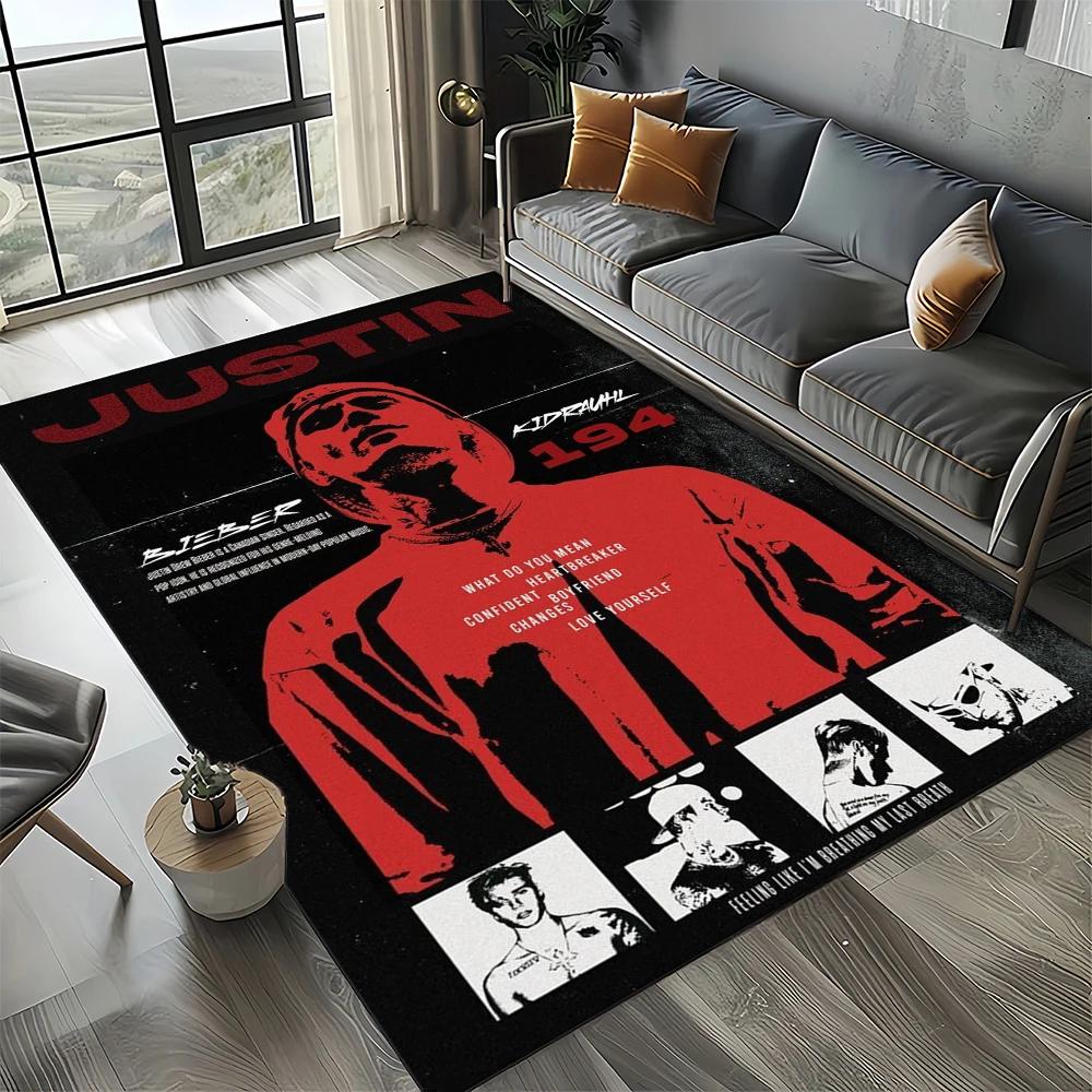 2025 New Style Justin Drew Bieber Singer 3D Carpet Rug for Living Room Bedroom Home Sofa Decoration,Kid Play Non-slip Floor Mat