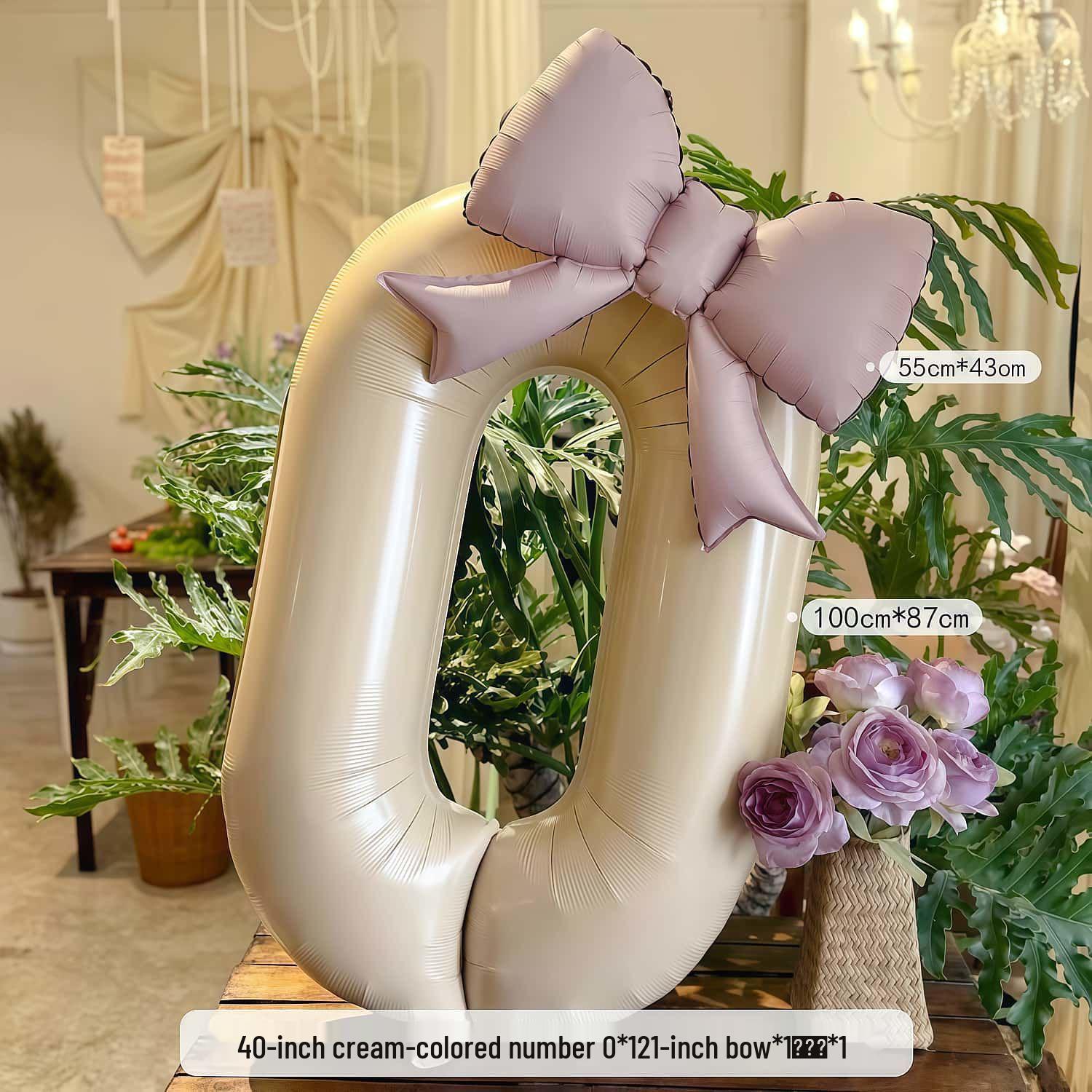 

40-Inch Matte Bow Birthday Number Balloon for Outdoor Picnic and Baby Party Decorations