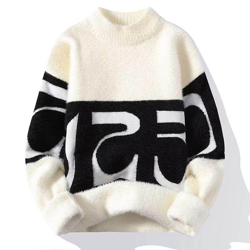 

Men s Slim Fit Long Sleeve Knit Sweater – Korean Style for Autumn & Winter 2XL