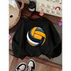 Kids Crewneck Sweatshirt, Volleyball Print, Casual Tops for Fall & Winter