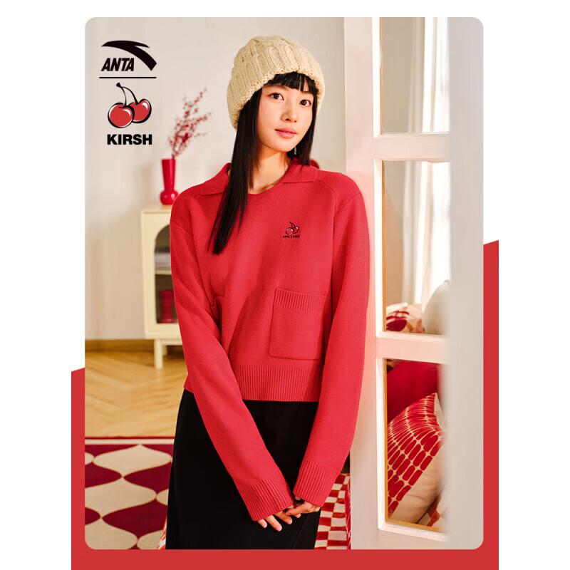 ANTA x Kirsh Women s Little Cherry Embroidered Round Neck Sweater L 6490₽