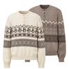 Unisex Retro Jacquardstickad Julpingvin Fair Isle-tröja med Henley-krage