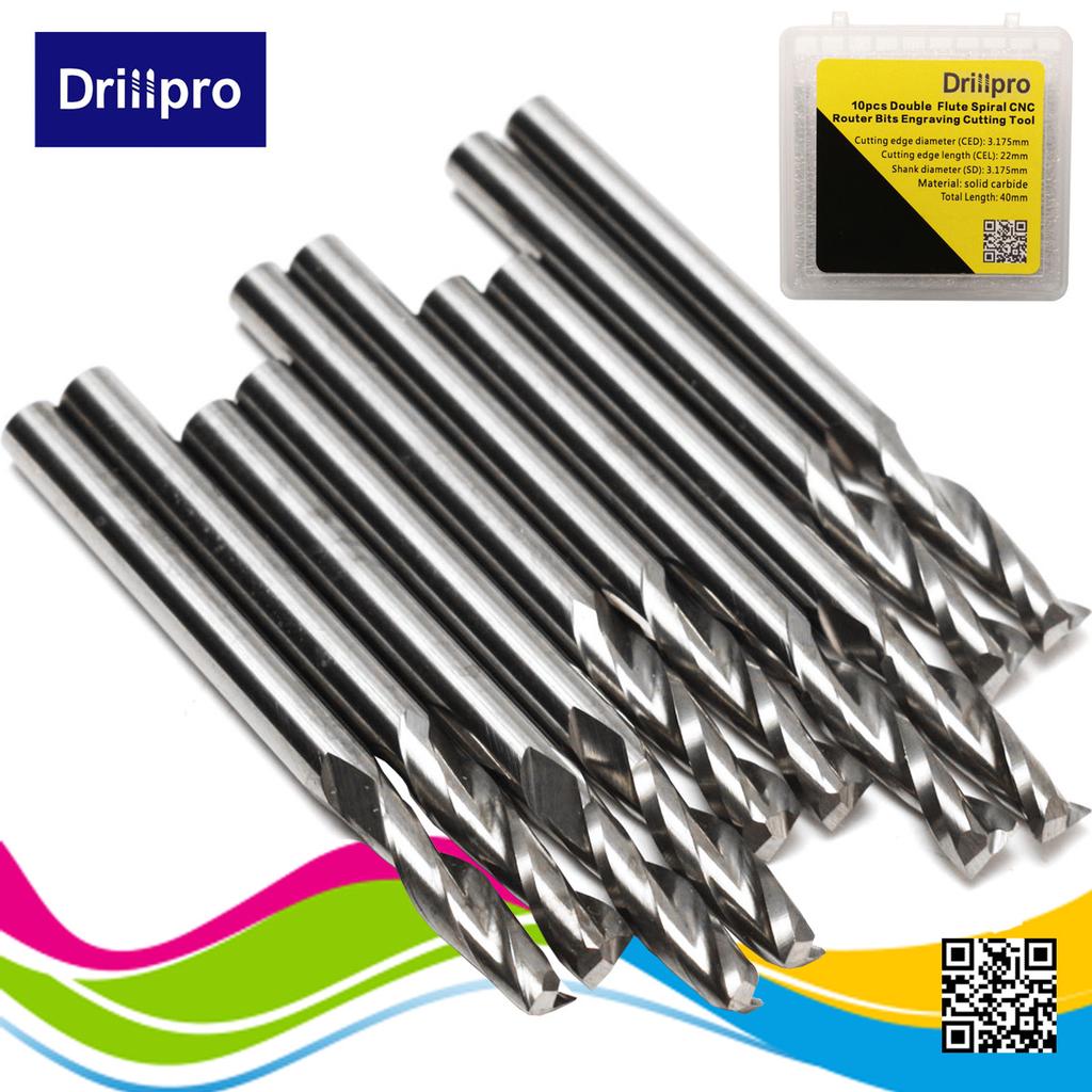 10x 1mm Double Flute Spiral End Mill Cutter CNC 4mm CEL 1//8/" 3.175mm Shank