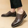 Designer New Britain Pointed Lace Up Brogues Oxford Shoes For Men Brand Fashion Wedding Dress Party Homecoming Formal  Footwear