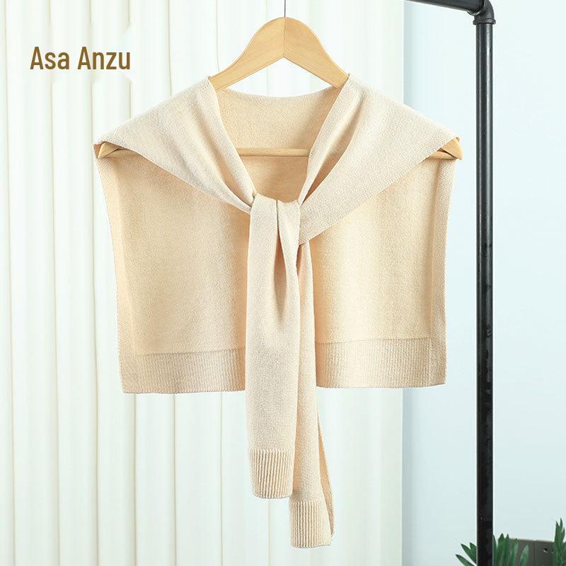 Two-Way Knitted Shawlette: Stylish Women's Spring/Autumn Wrap & Neck Protection Scarf