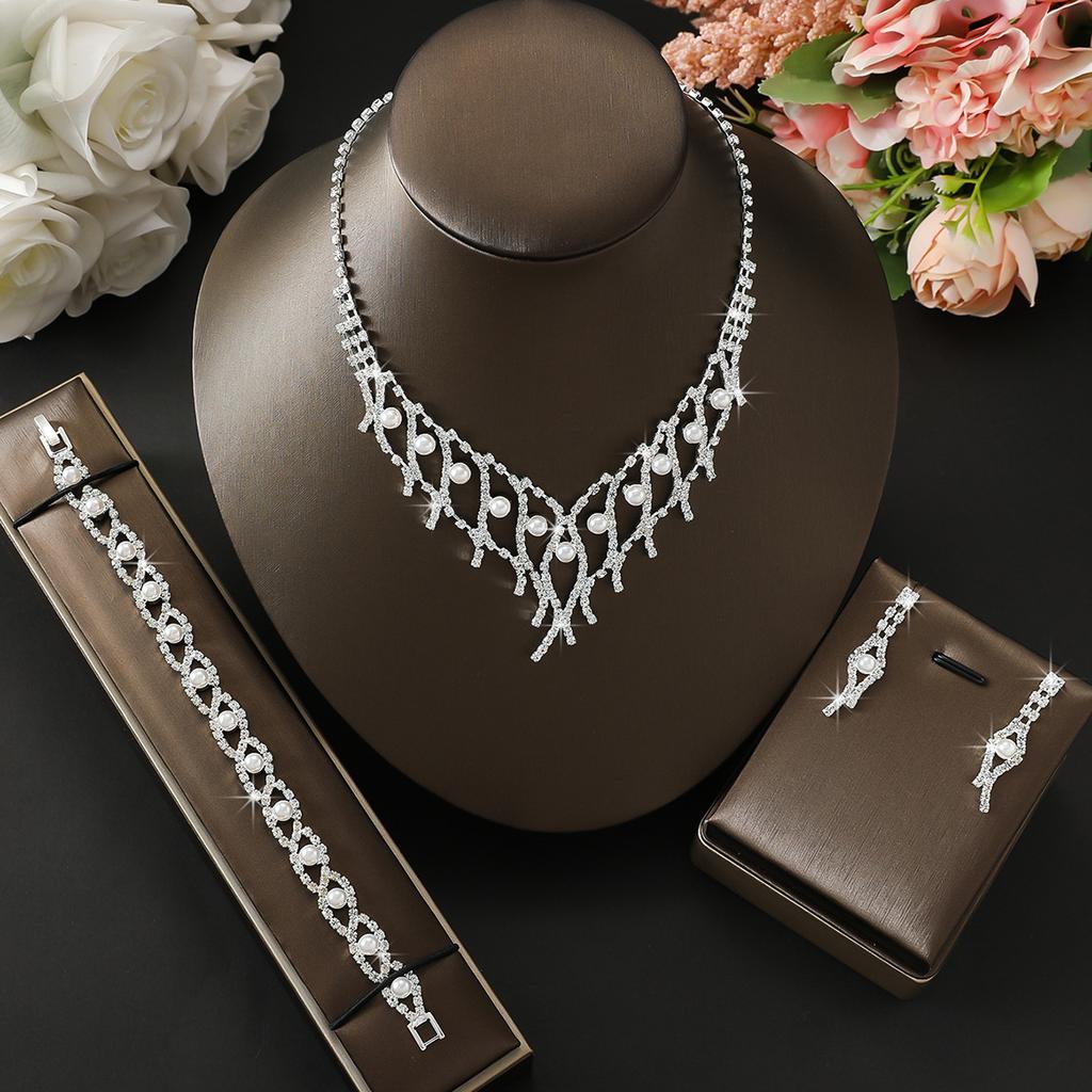 Fashion Bridal Necklace Earrings Jewelry Set Zircon Wedding Banquet Jewelry Wedding Dress Accessories