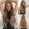 ALAN EATON 13*6 Lace Front Perücken Hellgoldblond Ombre Synthetische Lange Wellige Perücken für Frauen Täglich Cosplay Hohe Dichte Haar
