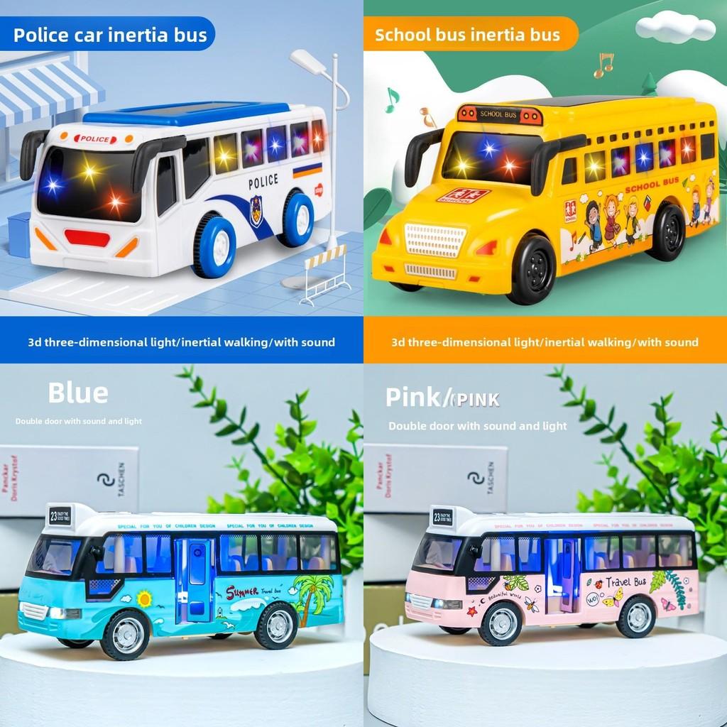 Inertia Bus Childrens Toy With Flashing Lights For Playroom Gift And Learning
