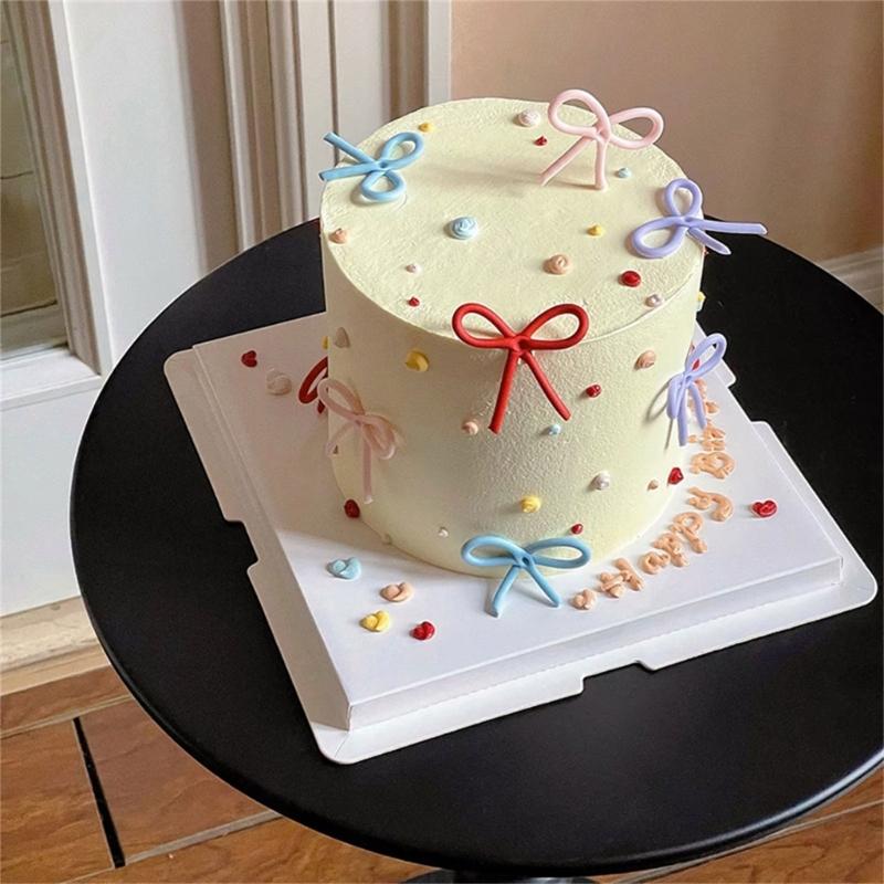 5Pieces Colorful Bowknot Cake Decorations Elegant Bowknot Cake Toppers Accessory For Weddings Birthdays And Parties