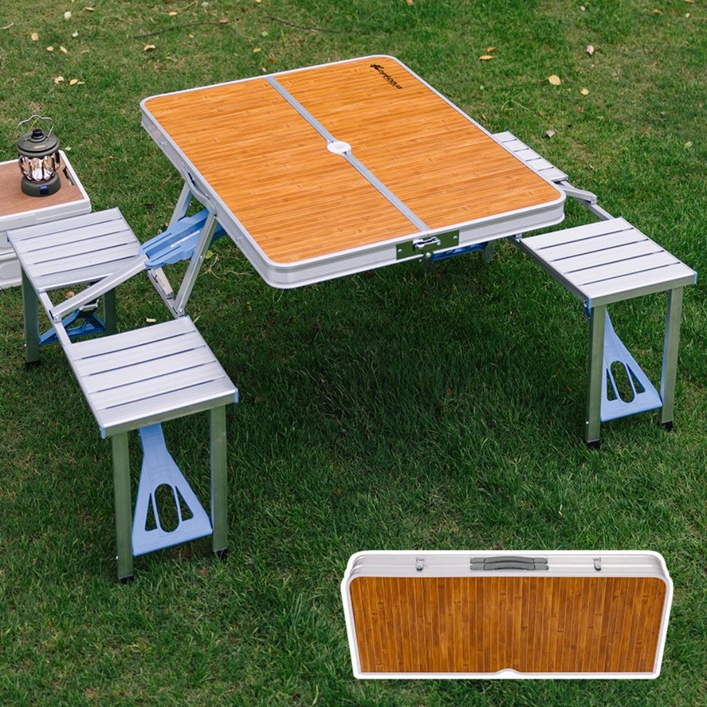 Aluminum Folding Camping Table Chairs Set Integrated Portable BBQ Picnic Outdoor Garden Party Beach Hiking Travel 85x67cm 9.1kg