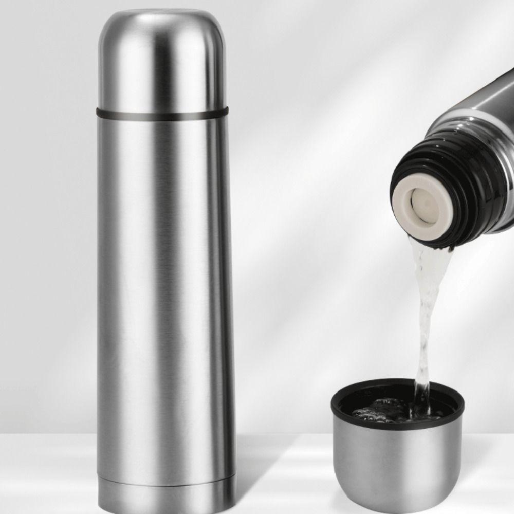 Double-layer Stainless Steel Thermo Cup Silver 350/750/1000ML Vacuum Flask Insulated Simple Style Thermal Water Bottle Car