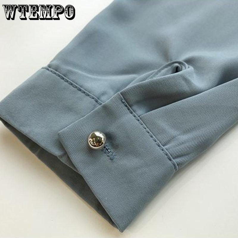 Women's Chiffon Shirt In Spring and Autumn Season Has A Design Sense of Minority Temperament Shirt Versatile Shirt Long-sleeved Large Bottom Shirt