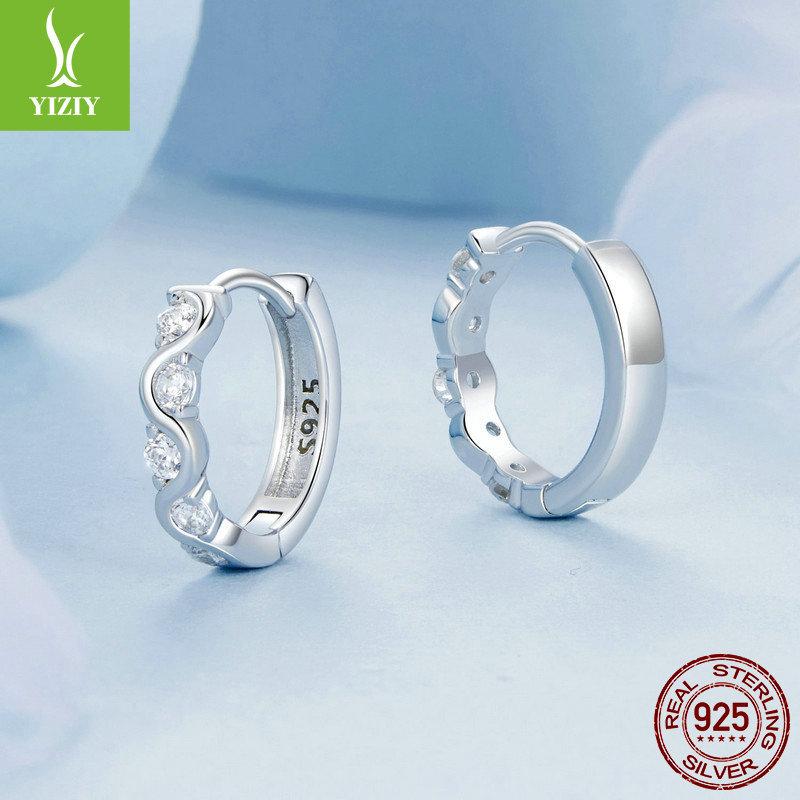 Simple Classic Wavy Zircon Ear Buckle Women, Popular Jewelry S925 Silver Earrings Earrings