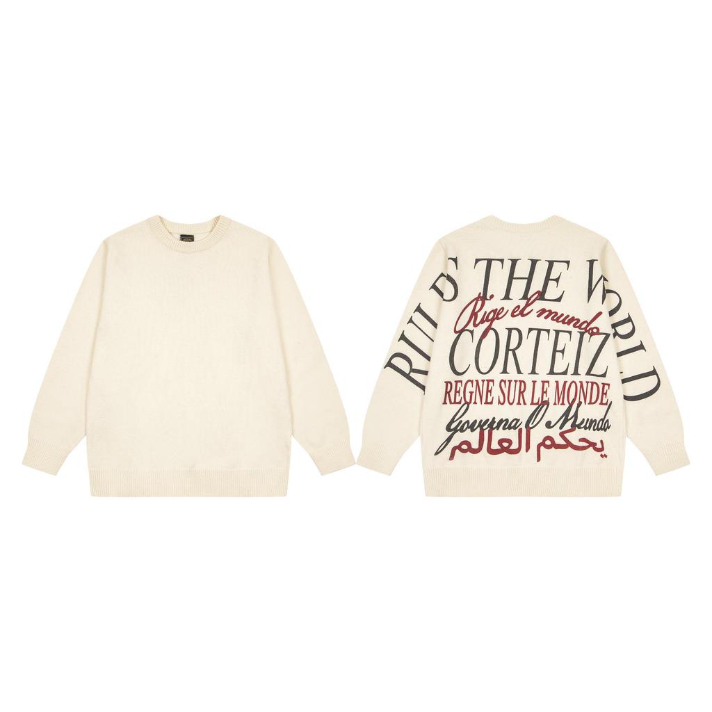 Corteiz Trendy Woolen Zipper Cardigan - American Retro Street Hip Hop Unisex Jacket