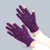 Women's Fleece Fingerless Gloves: Korean Style, Warm for Autumn & Winter, Elastic, Perfect for Driving, Cycling, and Dancing.