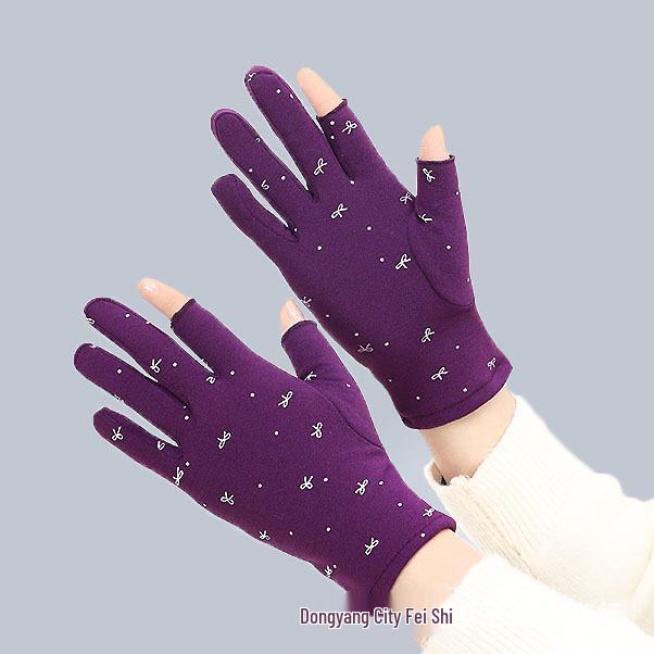 Women's Fleece Fingerless Gloves: Korean Style, Warm for Autumn & Winter, Elastic, Perfect for Driving, Cycling, and Dancing.
