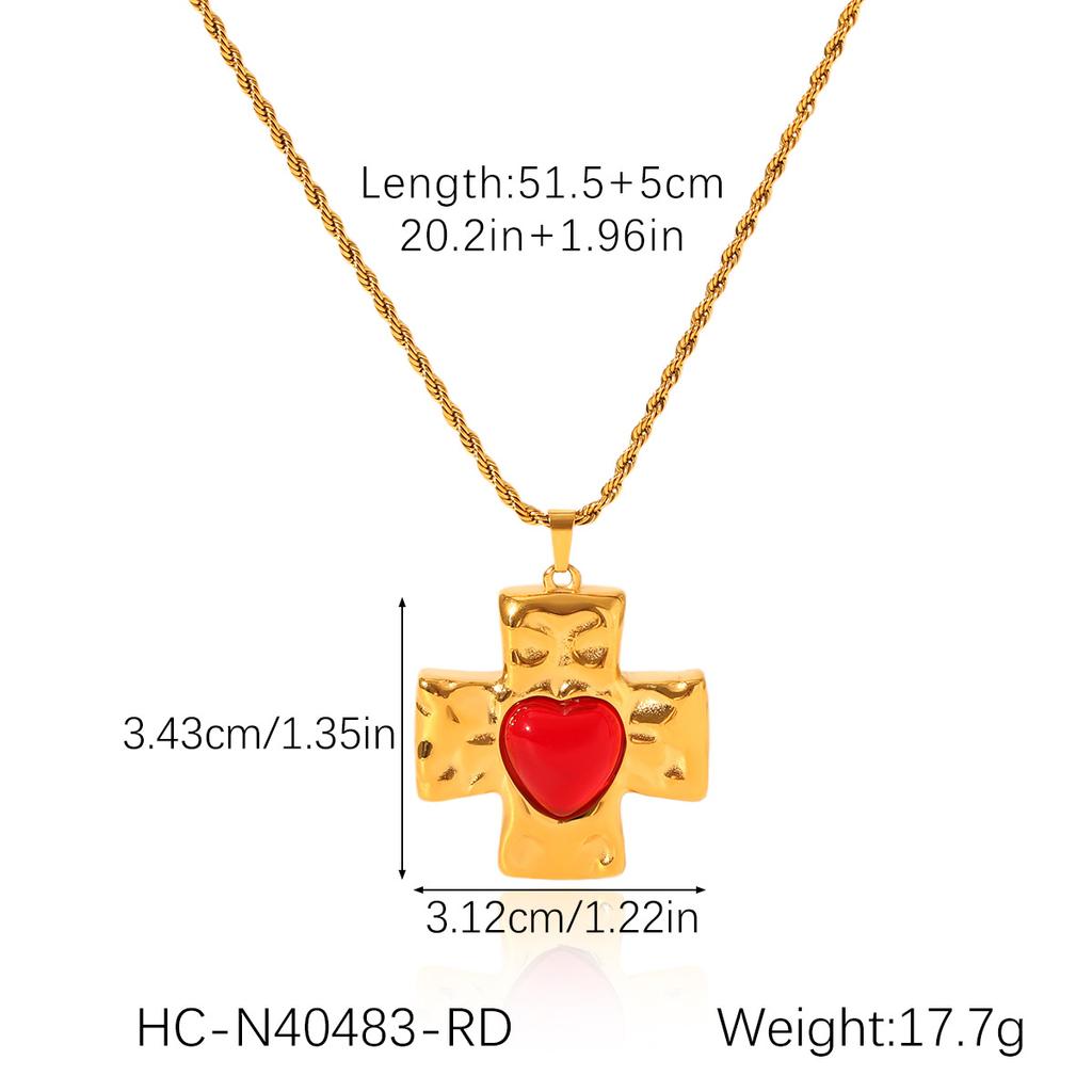 Gold Tone Titanium Steel Cross Pendant Necklace with Diamond Accents Non Tarnish Elegant Collarbone Chain