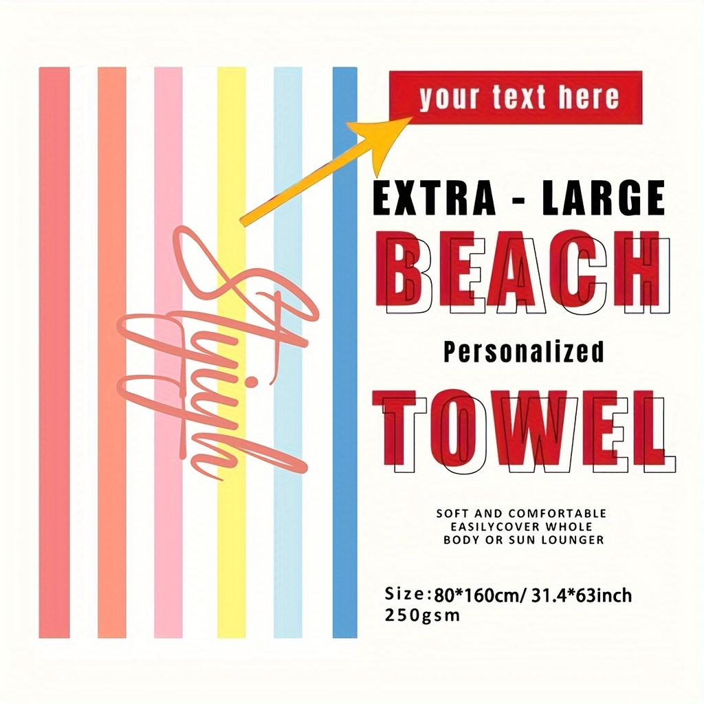 Customized Beach Towel Striped Pattern Personalized Absorbent Bath Towel Quick-drying Swimming Towel For Beach Swimming Outdoor