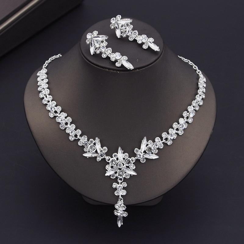 Luxuriöse handgefertigte Kristallperlen-Diademe, Brautschmuck-Sets für Frauen, Brautkrone, Hochzeitskleid, Halskette, Ohrringe, Kronen-Sets