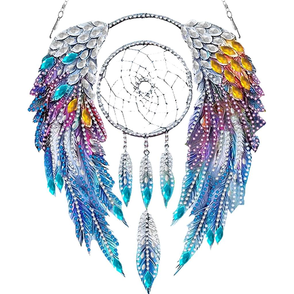 Animal Dream Catcher DIY Diamond Art Pendant Kit Diamond Painting Ornaments Diamond Painting Hanging Pendant for Wall Window