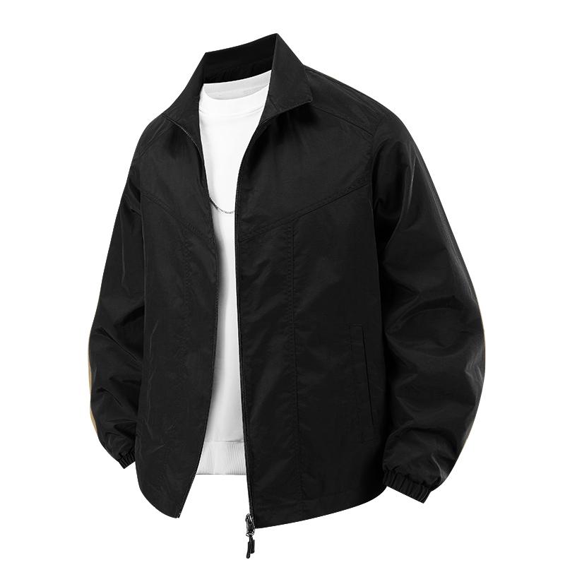

Светоотражающая повседневная куртка с вставками для мужчин, весенне-осенние стили, бейсбольная куртка с вставками, мужская новая куртка M чёрный